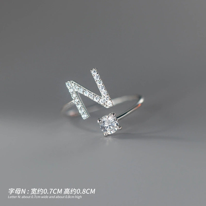 【Rare Visual】925 sterling silver 26 English letter ring women's instagram niche design plain ring index finger ring