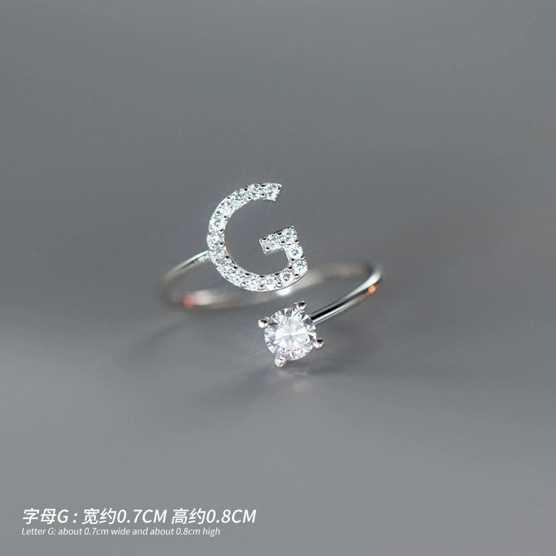 【Rare Visual】925 sterling silver 26 English letter ring women's instagram niche design plain ring index finger ring