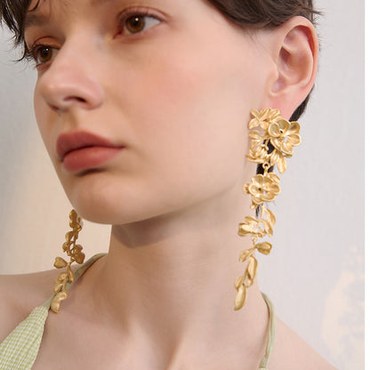 Light Luxury Long Flower Fringed Earrings - Rare Visual Jewelry