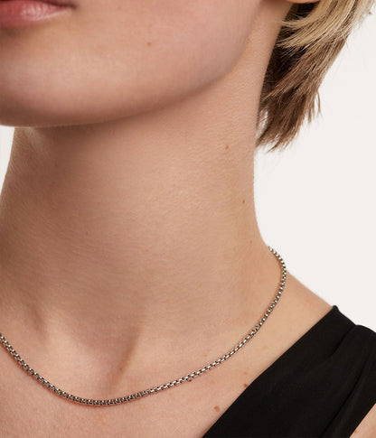 Premium Sense Minimalist Sterling Silver Octagonal Box Clavicle Chain - Rare Visual Jewelry