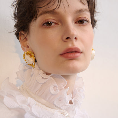 Irregular Metal Frame Vintage Art Earrings - Rare Visual Jewelry