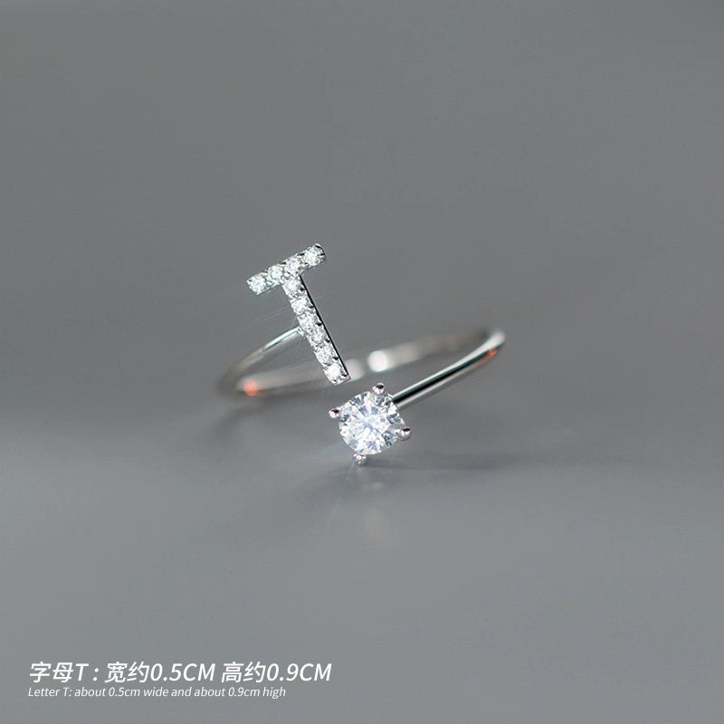 【Rare Visual】925 sterling silver 26 English letter ring women's instagram niche design plain ring index finger ring