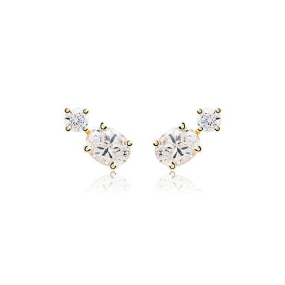 Simple Sterling Silver Stone Stud Earrings - Rare Visual Jewelry