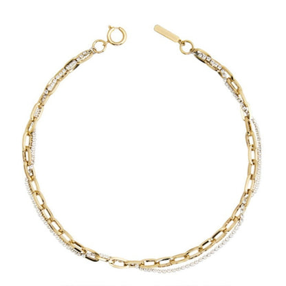 Personalized Gold Cross Double Crystal Clavicle Chain - Rare Visual Jewelry