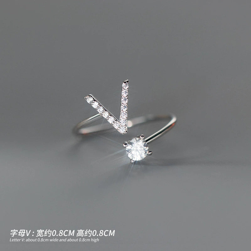 【Rare Visual】925 sterling silver 26 English letter ring women's instagram niche design plain ring index finger ring