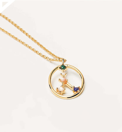 Twelve Constellations Colored Stone Pendant Necklace - Rare Visual Jewelry