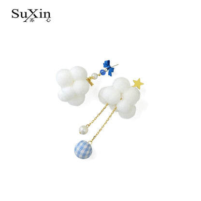 Asymmetrical Romantic Soft Cloud Earrings - Rare Visual Jewelry