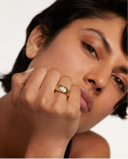 Radiant Heart Couple Ring | 18K Gold-Plated | Rare Visual - Rare Visual Jewelry