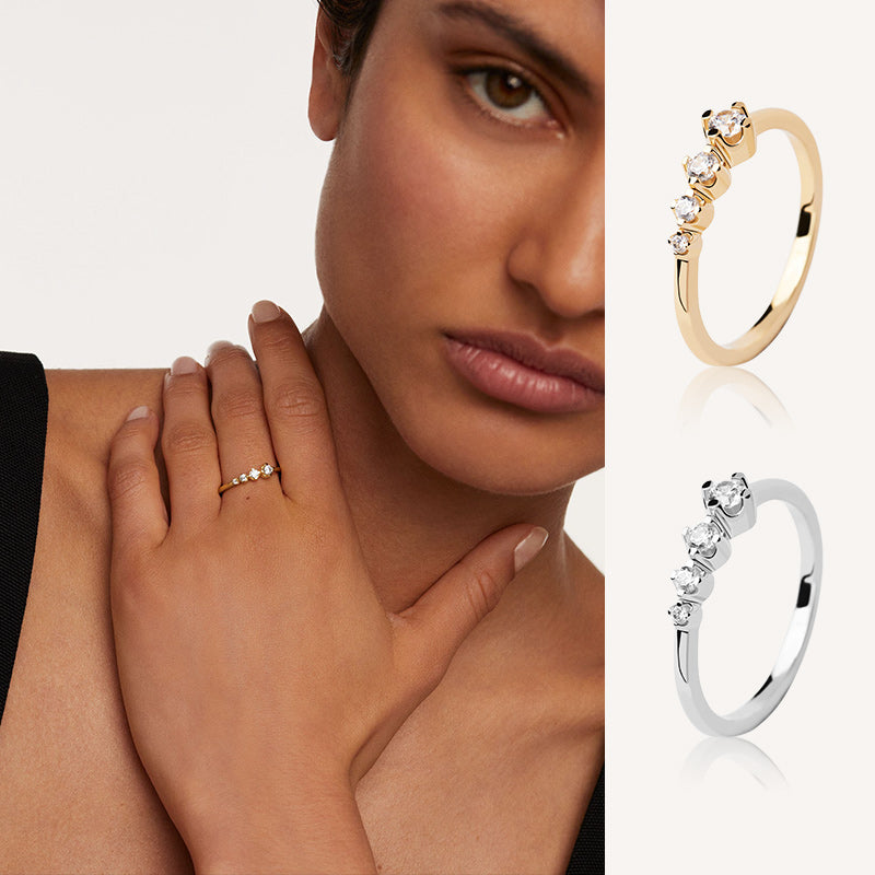 Silver and Gold Light-Luxe Pavé Zircon Rings styling