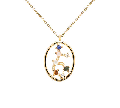 Twelve Constellations Colored Stone Pendant Necklace - Rare Visual Jewelry