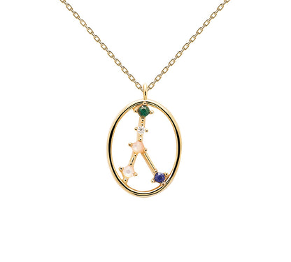 Twelve Constellations Colored Stone Pendant Necklace - Rare Visual Jewelry