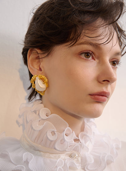 Irregular Metal Frame Vintage Art Earrings - Rare Visual Jewelry