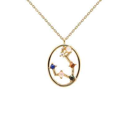 Twelve Constellations Colored Stone Pendant Necklace - Rare Visual Jewelry