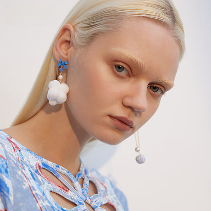 Asymmetrical Romantic Soft Cloud Earrings - Rare Visual Jewelry