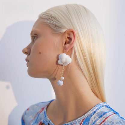 Asymmetrical Romantic Soft Cloud Earrings - Rare Visual Jewelry