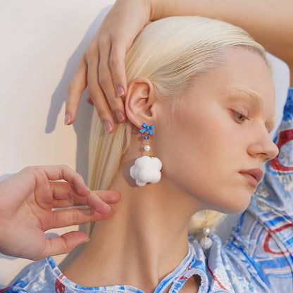 Asymmetrical Romantic Soft Cloud Earrings - Rare Visual Jewelry