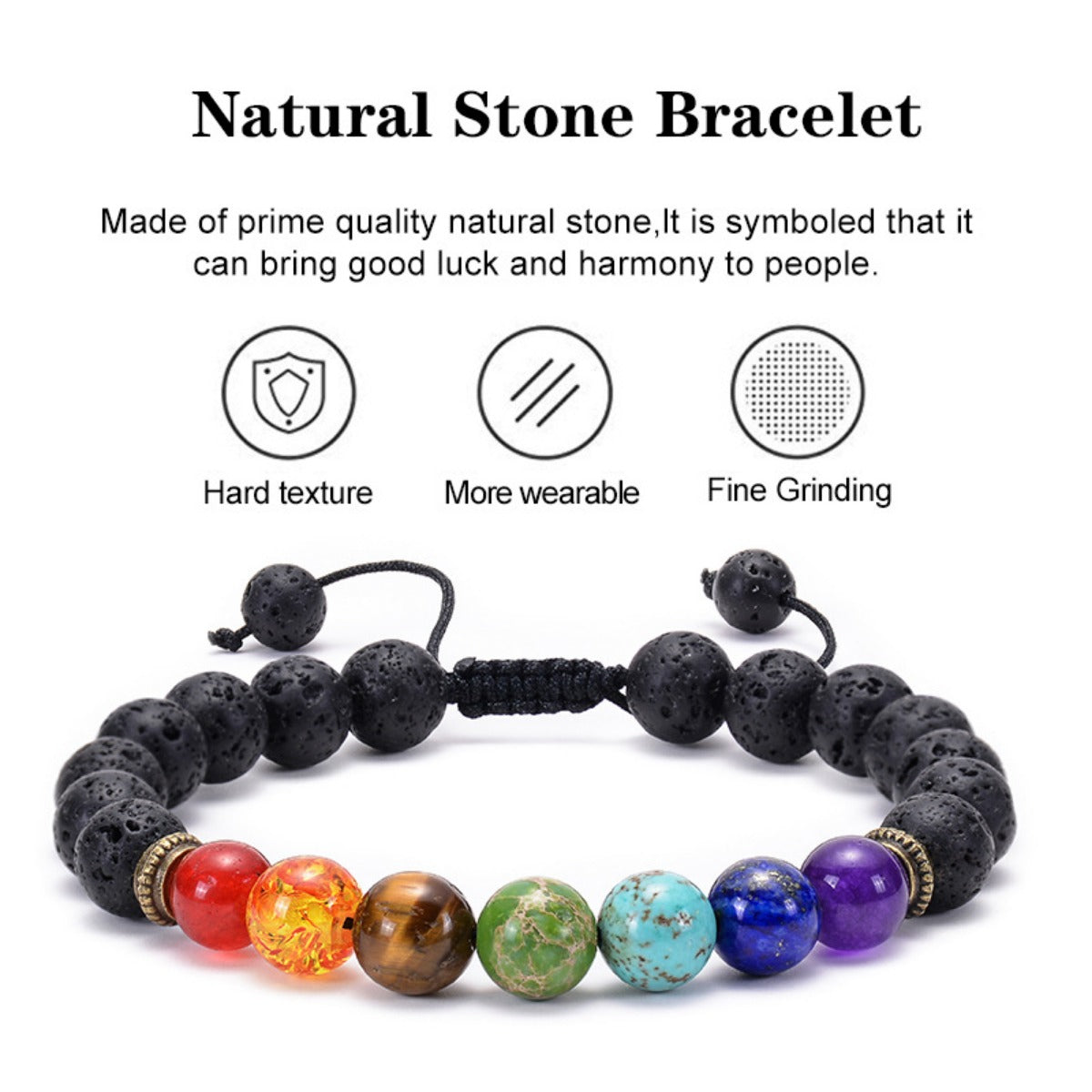 Rare Visual Hot Sale Natural Agate Frosted Volcanic Stone Bracelet Colorful Natural Stone Yoga Woven Bracelet