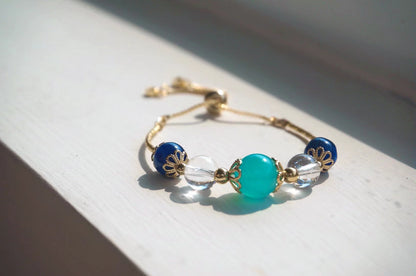 Natural Aquamarine White Crystal Amazonite Bracelet Bracelet - Rare Visual Jewelry
