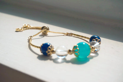 Natural Aquamarine White Crystal Amazonite Bracelet Bracelet - Rare Visual Jewelry