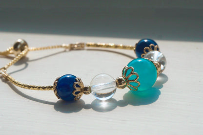 Natural Aquamarine White Crystal Amazonite Bracelet Bracelet - Rare Visual Jewelry