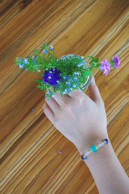 Natural Aquamarine White Crystal Amazonite Bracelet Bracelet - Rare Visual Jewelry