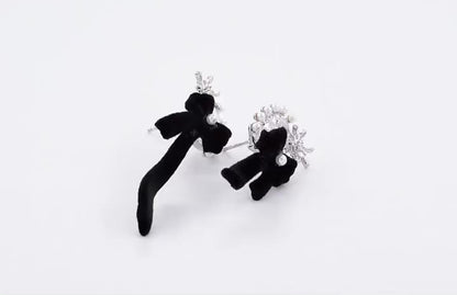 Asymmetry Snowflake Bow Drop Earrings