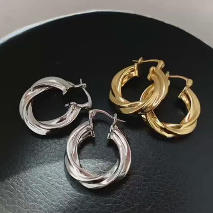 Minimalism Twisted Rope Hoop Earrings