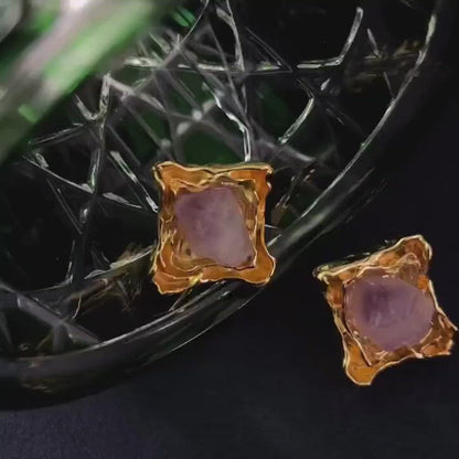 Einzigartige unregelmäßige Amethyst-Ohrringe
