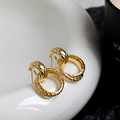 Vintage Diamond Textured Metal Earrings - Rare Visual Jewelry