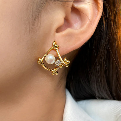 Exquisite Pearl Zircon Earrings - Rare Visual Jewelry