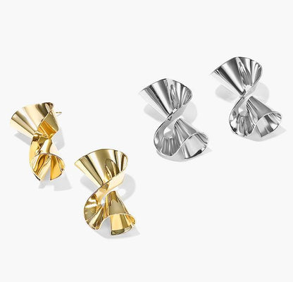 Personalized Metal Twisted Stud Earrings - Rare Visual Jewelry
