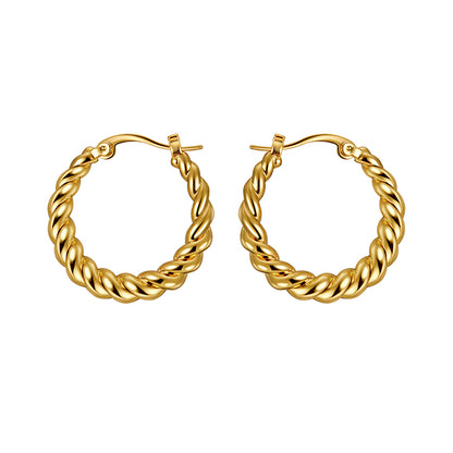 Gold Tone Twisted Rope Hoop Earrings - Rare Visual Jewelry