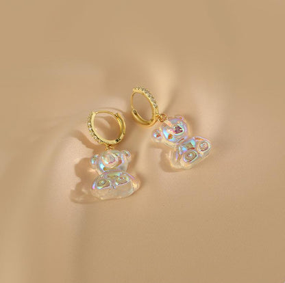 Acrylic Rainbow Bear Earrings - Cute and Colorful Jewelry - Rare Visual Jewelry