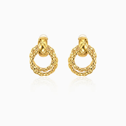 Vintage Diamond Textured Metal Earrings - Rare Visual Jewelry