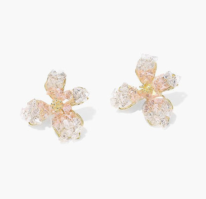 Light Luxury Rhinestone Flower Earrings - Rare Visual Jewelry
