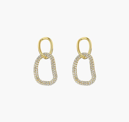 Light Luxury Shiny Double Ring Earrings