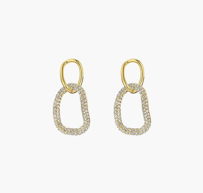 Light Luxury Shiny Double Ring Earrings - Rare Visual Jewelry