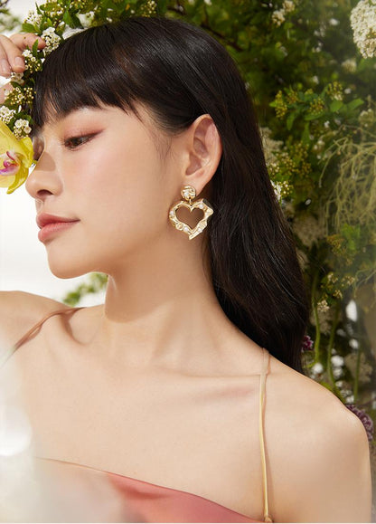 Pleated Heart-shaped Pearl Earrings - Rare Visual Jewelry