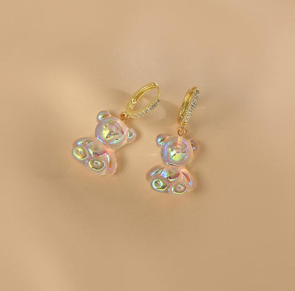 Acrylic Rainbow Bear Earrings - Cute and Colorful Jewelry - Rare Visual Jewelry