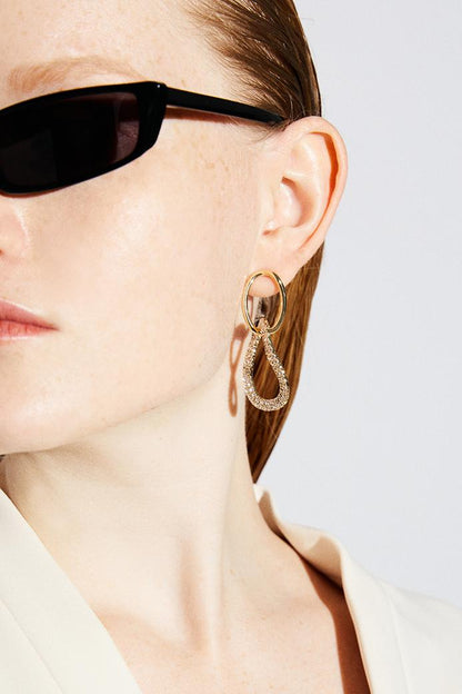 Light Luxury Shiny Double Ring Earrings - Rare Visual Jewelry