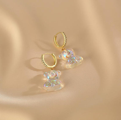 Acrylic Rainbow Bear Earrings - Cute and Colorful Jewelry - Rare Visual Jewelry