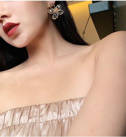 Light Luxury Exquisite Gem Flower Crystal Earrings I Rare Visual - Rare Visual Jewelry
