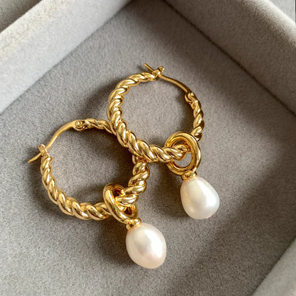 Retro Baroque Pearl Twisted Earrings - Rare Visual Jewelry