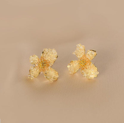 Light Luxury Rhinestone Flower Earrings - Rare Visual Jewelry