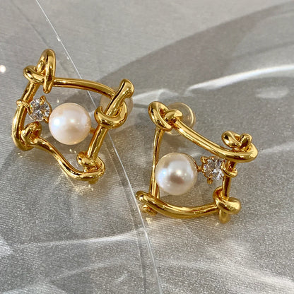 Exquisite Pearl Zircon Earrings - Rare Visual Jewelry