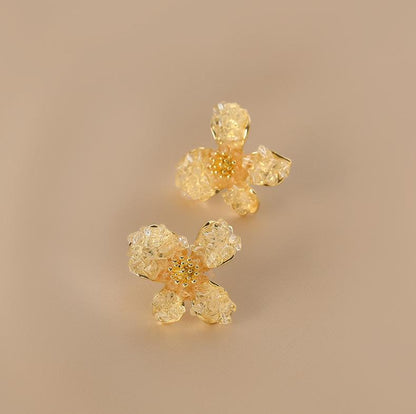 Light Luxury Rhinestone Flower Earrings - Rare Visual Jewelry