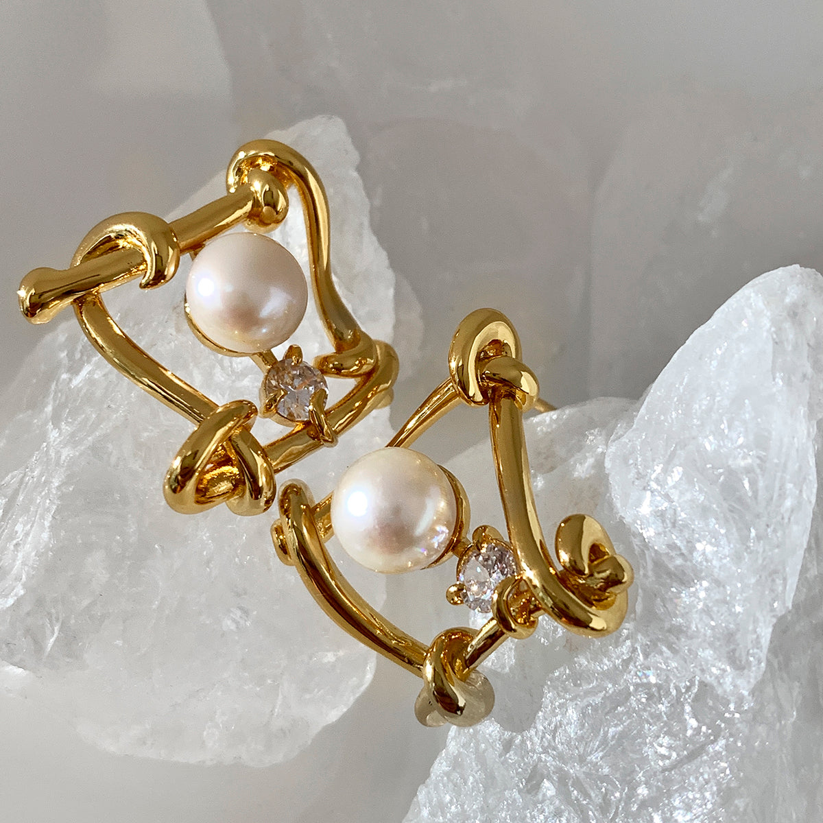 Exquisite Pearl Zircon Earrings