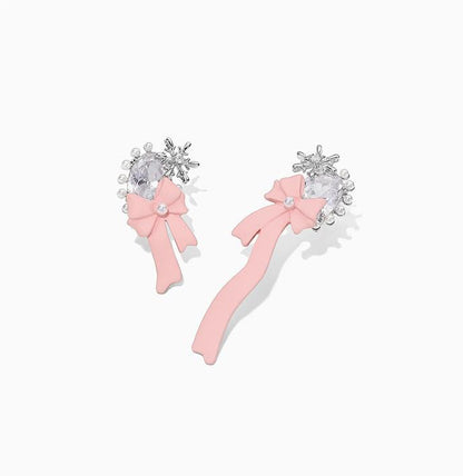 Asymmetry Snowflake Bow Drop Earrings - Rare Visual Jewelry