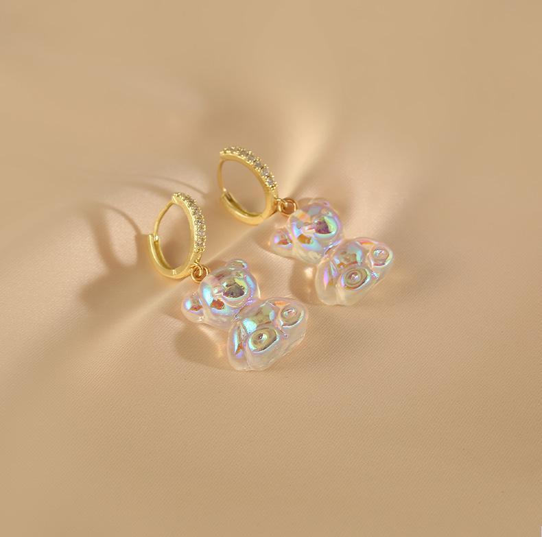 Acrylic Rainbow Bear Earrings - Cute and Colorful Jewelry