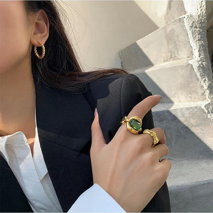 Gold Tone Twisted Rope Hoop Earrings - Rare Visual Jewelry